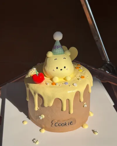 1个4寸维尼熊手绘蛋糕